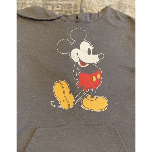 Disney Tops - Disney Mickey Mouse Adult Large Pullover Hoodie Gray With White Speckles Pocket